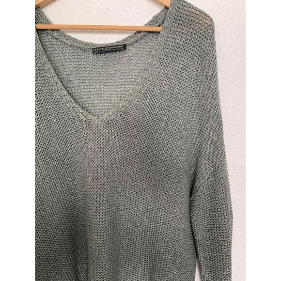 Peruvian Connection Sage Green Knit V-Neck Tunic Sweater M 100% Pima Cotton - Picture 5 of 14